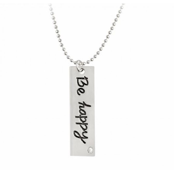 "Be happy" Tag Bar Necklace Image 1