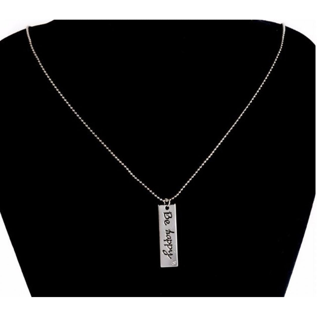 "Be happy" Tag Bar Necklace Image 4