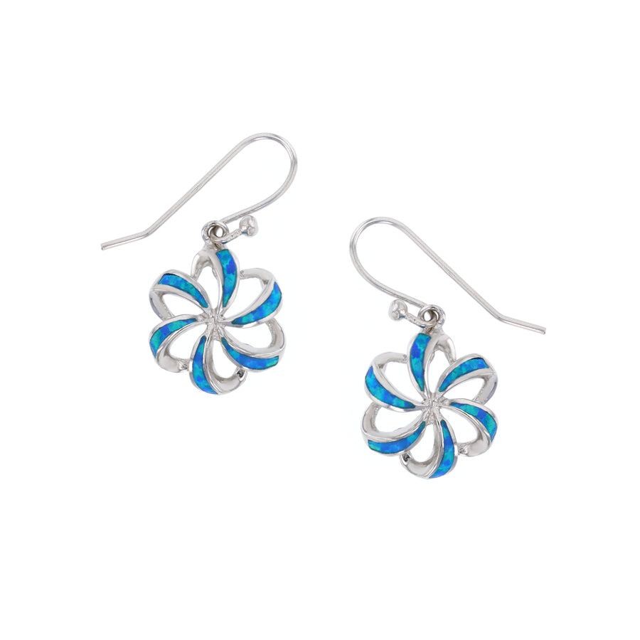 Sterling Silver  Earring Flower Blue Opal Image 1