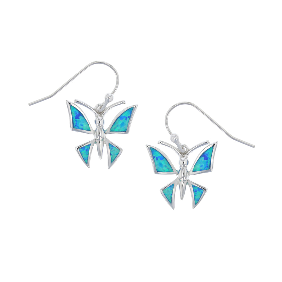Sterling Silver  Earring Blue Opal Butterfly Image 1