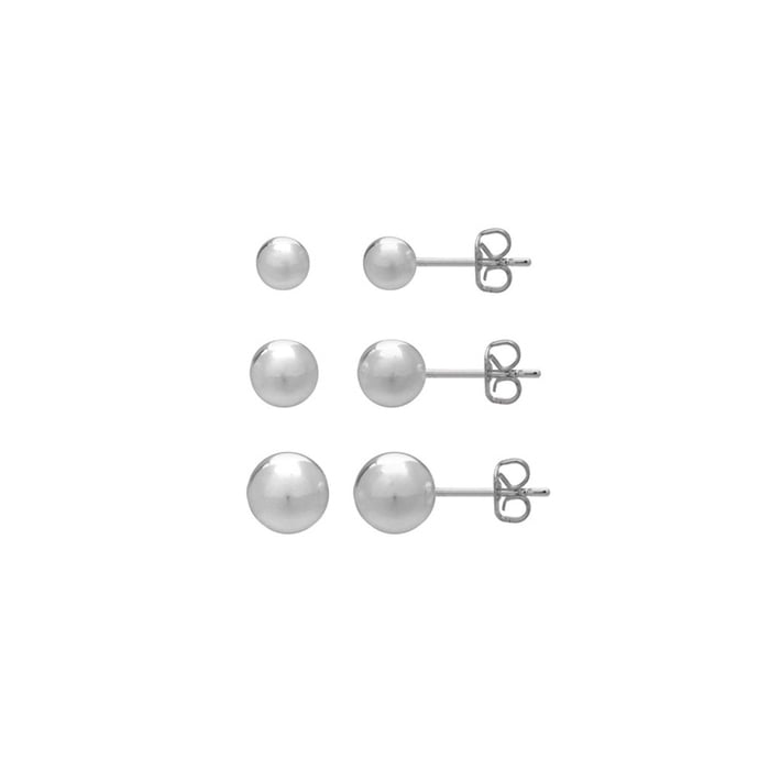 Set of 3 Sterling Silver Ball Studs Image 1