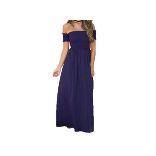 Elegant One Shoulder Solid Maxi Dress Image 1