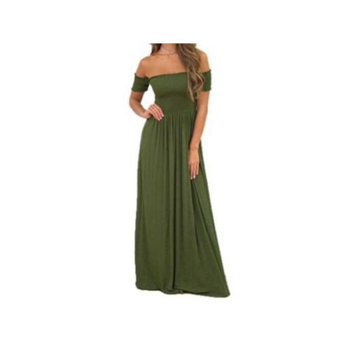 Elegant One Shoulder Solid Maxi Dress Image 3