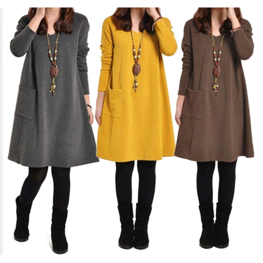 Maternity Clothes Autumn Winter Cute V Neck Solid Color Thicken Out Office Dress Women Clothes Image 1