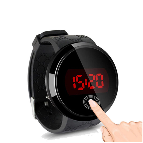 Fashion Waterproof Men LED Touch Screen Day Date Silicone Wrist Watch Black Image 1