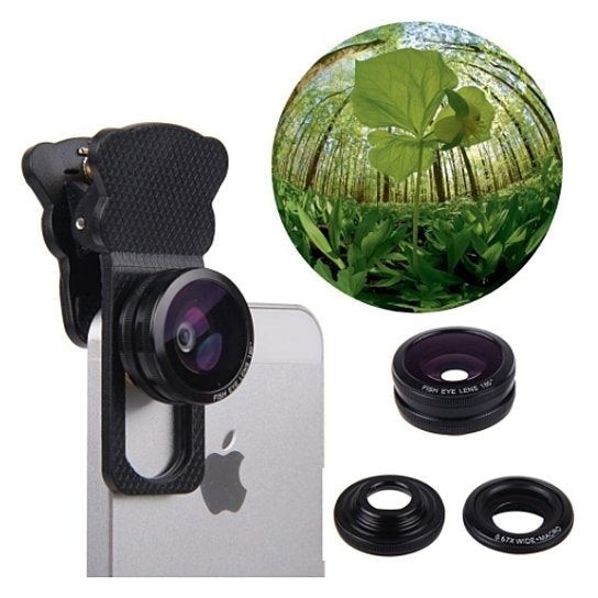 4-in-1 Universal Clamp Clip Camera Lens Kit Set 10x Optical Zoom Telescope + Fish Eye Lens + Wide Angle + Micro Lens Kit Image 4