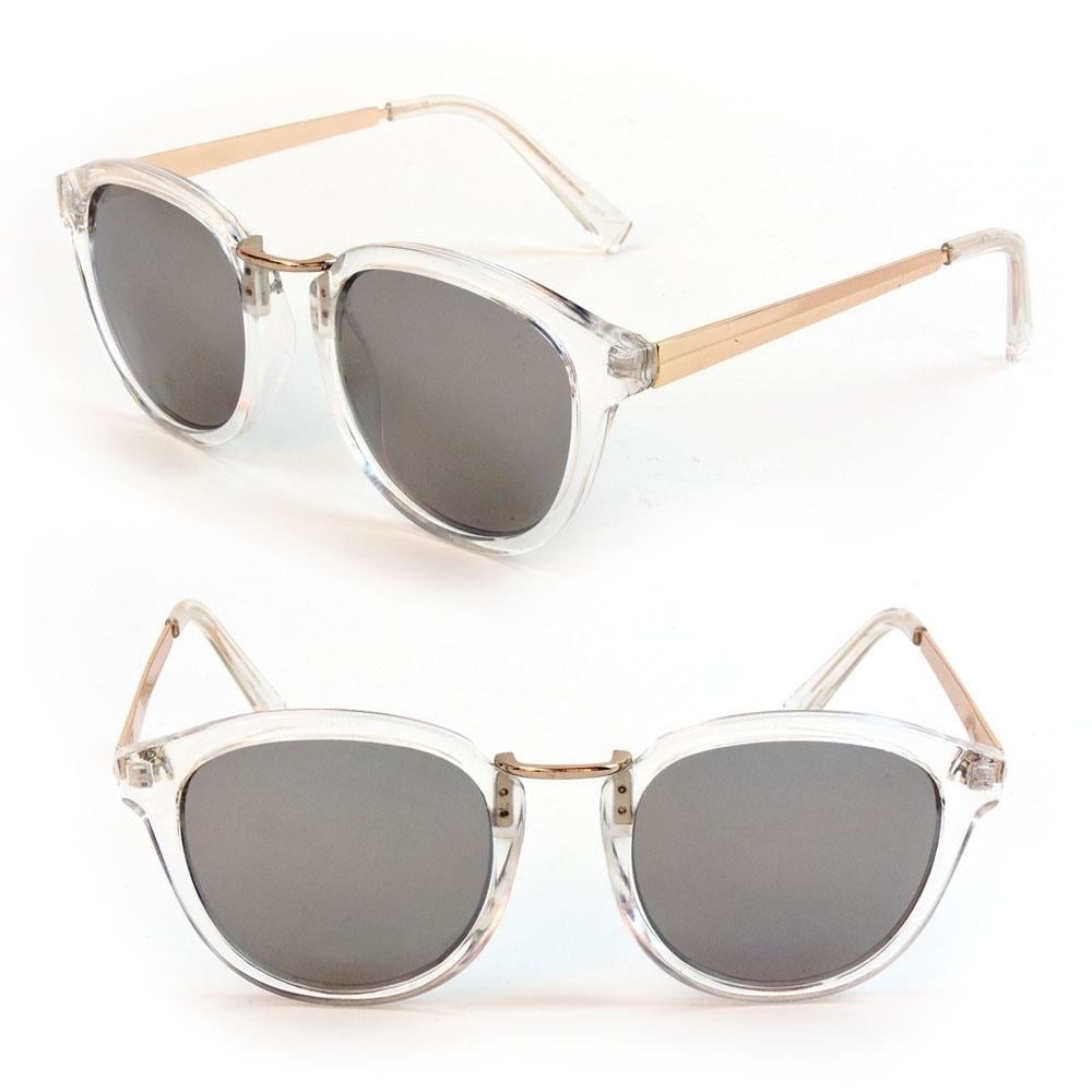 Retro Unisex Clear Frame Sunglasses Mirror UV400 Lens Round Glasses Image 1