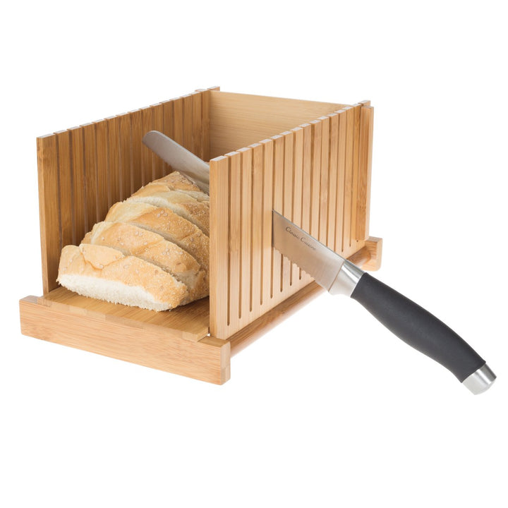 Bamboo Bread Slicer- FoldableAdjustable Knife Guide and Board for Cutting Loaves Evenly Image 4