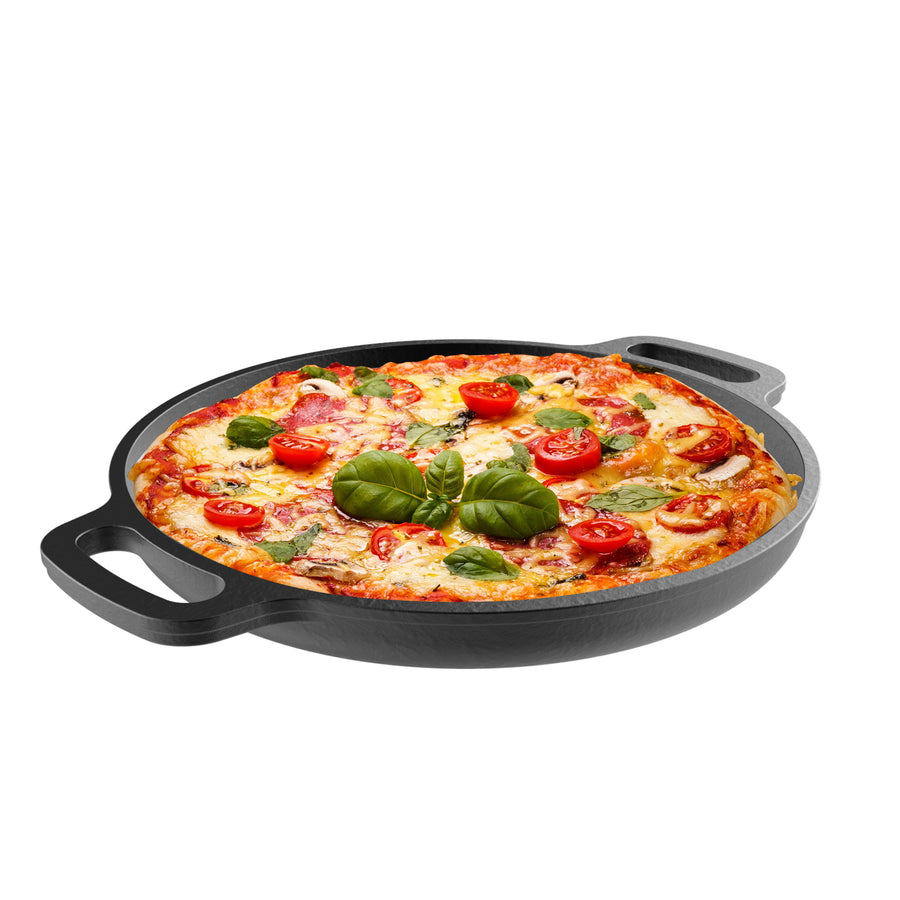 Cast Iron Pre-Seasoned Pizza Pan Skillet Cooking Baking Grilling 13.25 Inch Image 1