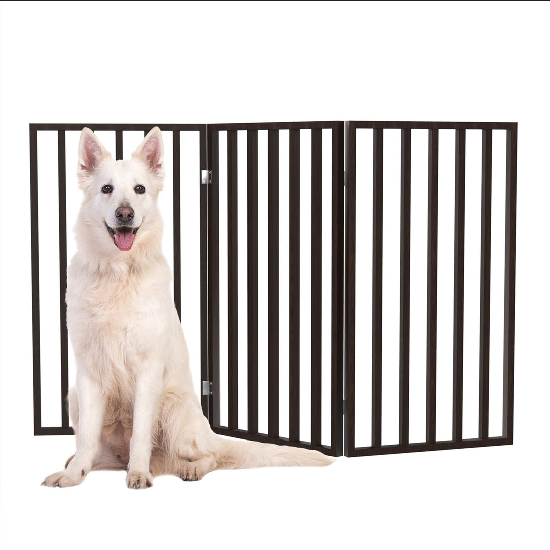 Wooden Pet Gate- Tall Freestanding 3-Panel Indoor Barrier FenceLightweight and Foldable for DogsPuppiesPets- 54 x32" Image 4