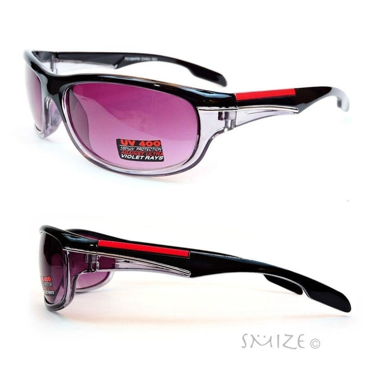 Black Red Sport Design Square Plastic Frame UV400 Unisex Sunglasses Image 1