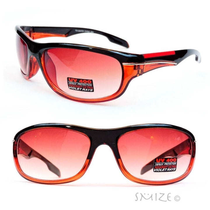 Black Red Sport Design Square Plastic Frame UV400 Unisex Sunglasses Image 3