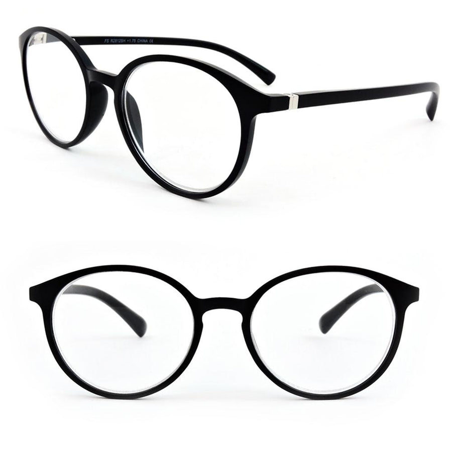 Matte Finish Classic Round Frame Geek Retro Style Light Weight Spring Hinges Reading Glasses Image 1