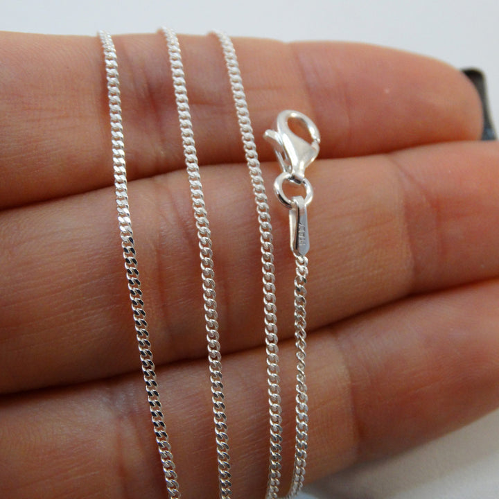 Solid Sterling Silver Curb Chain Necklace 925 Stamped Sterling Silver Image 4
