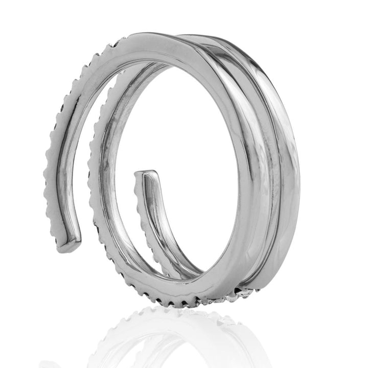 18k White Gold Plated Luxury Coiled Ring Designed with Sparkling Crystals by Matashi Size 7 Image 4