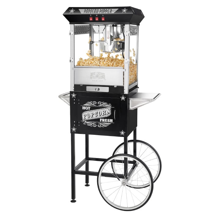 Great Northern Black Antique Style Popcorn Popper Machine w/Cart8 Ounce Image 1