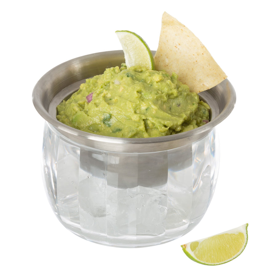 Chilled Dip Bowl Stainless Steel with Ice Chamber Hummus Salsa Chip Dip Serving Image 1