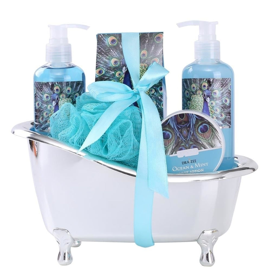 Draizee Spa Gift Basket for Women with Refreshing Ocean Mint Fragrance Luxury Skin Care Set Includes 100% Natural Shower Image 1