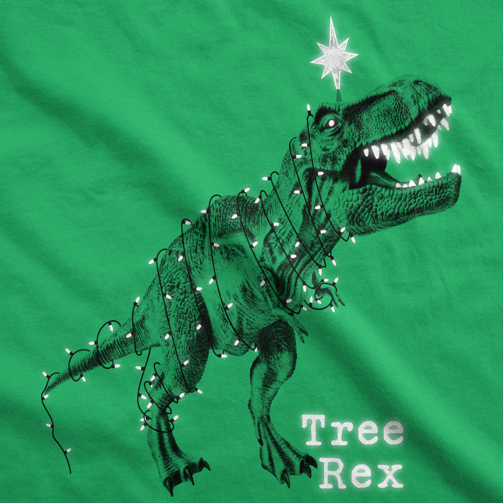 Youth Tree Rex Tshirt Funny Christmas T-Rex Dinosaur Tee For Kids Image 2