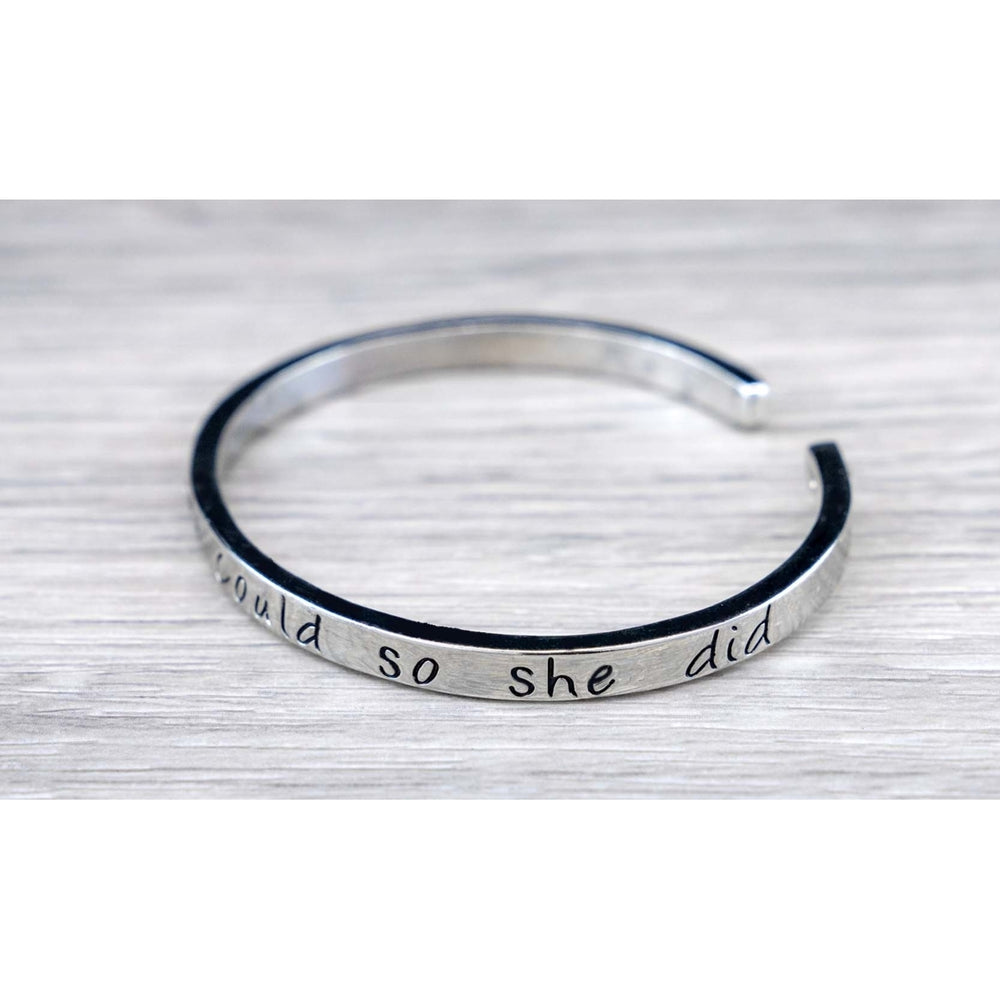 "She believed she could so she did" Inspirational Cuff Bracelet Image 2