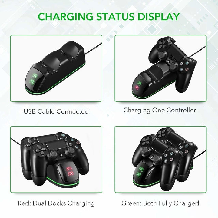 PS4 Controller ChargerDual Controller Charging Docking Station with LED Light Indicators for Sony Playstation 4 Image 4