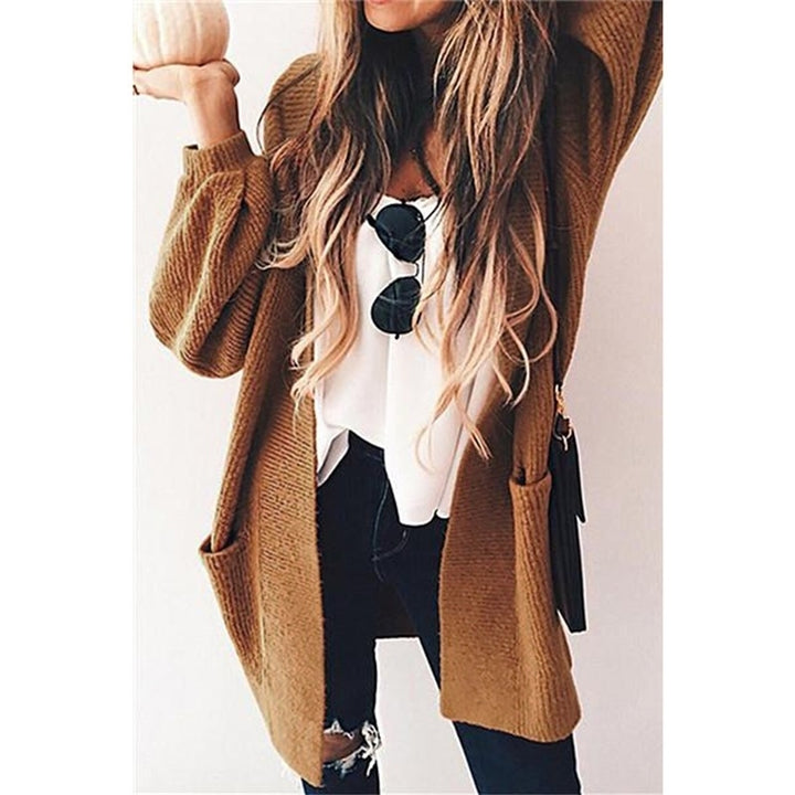 Three-color Long-sleeved Knit Sweater Coat Image 4
