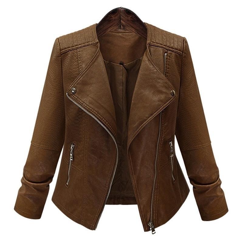 Slim-fit Slim PU Leather Jacket Image 2