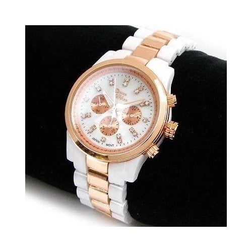 White Pearl Rose Gold Bracelet Fashion Womens Wrist Quartz Watch Image 2
