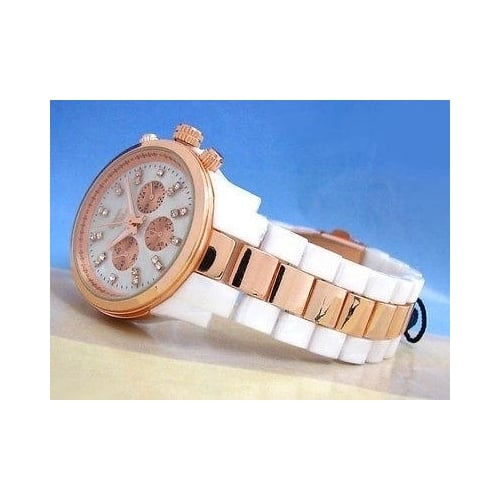 White Pearl Rose Gold Bracelet Fashion Womens Wrist Quartz Watch Image 3