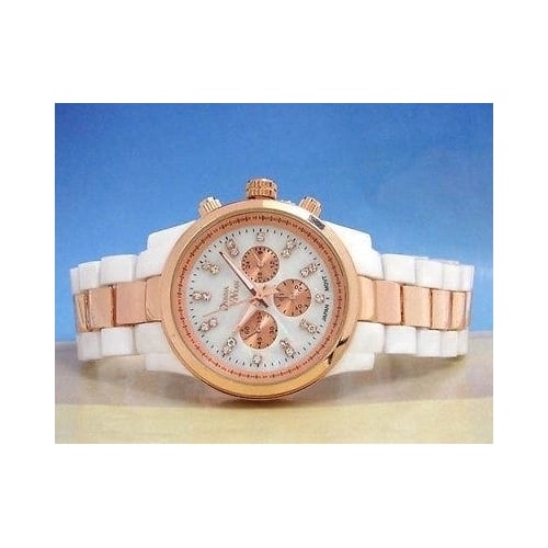 White Pearl Rose Gold Bracelet Fashion Womens Wrist Quartz Watch Image 4