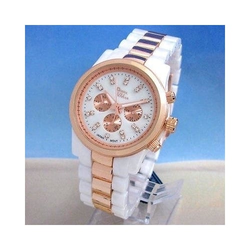White Pearl Rose Gold Bracelet Fashion Womens Wrist Quartz Watch Image 4