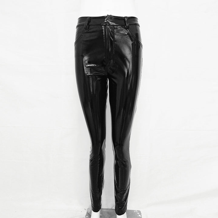 High Waist Bright Leather Pants Image 4