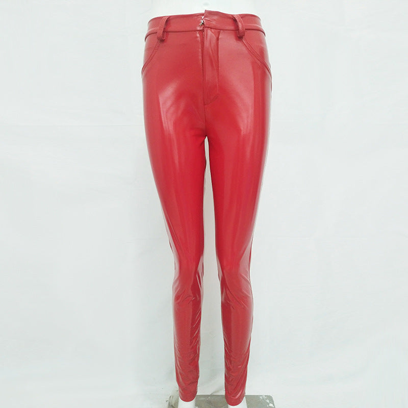 High Waist Bright Leather Pants Image 7