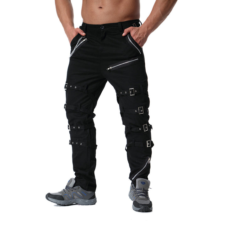 Youth Personality Metal Decorative Casual Pants Image 4
