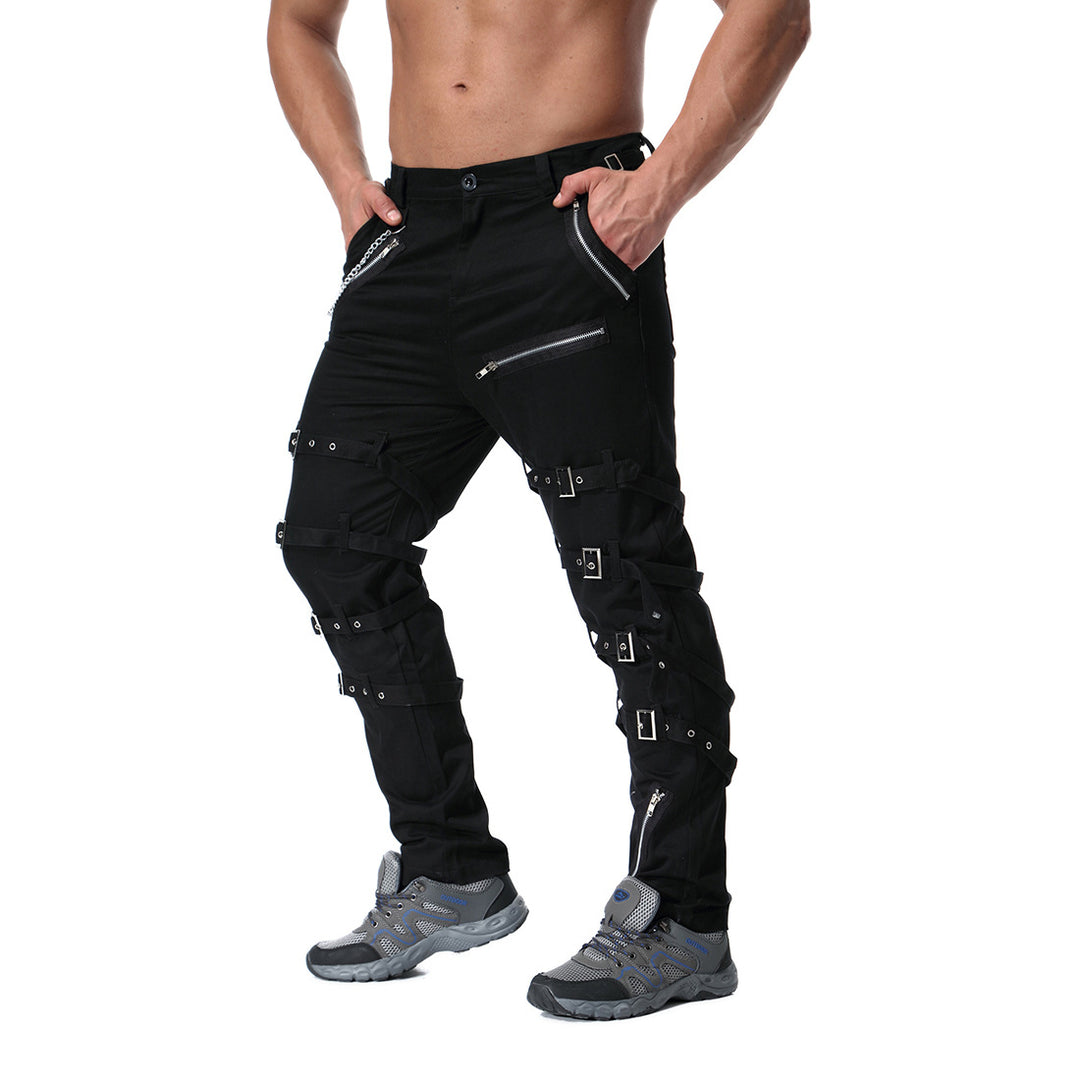 Youth Personality Metal Decorative Casual Pants Image 4