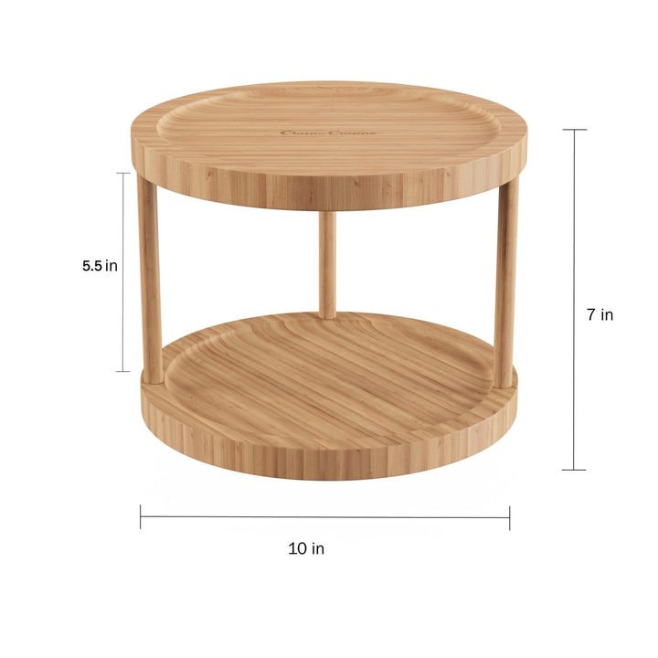 10 Inch Lazy Susan Bamboo Round Two Tier Turntable KitchenPantry and Vanity Organizer and Display Image 3
