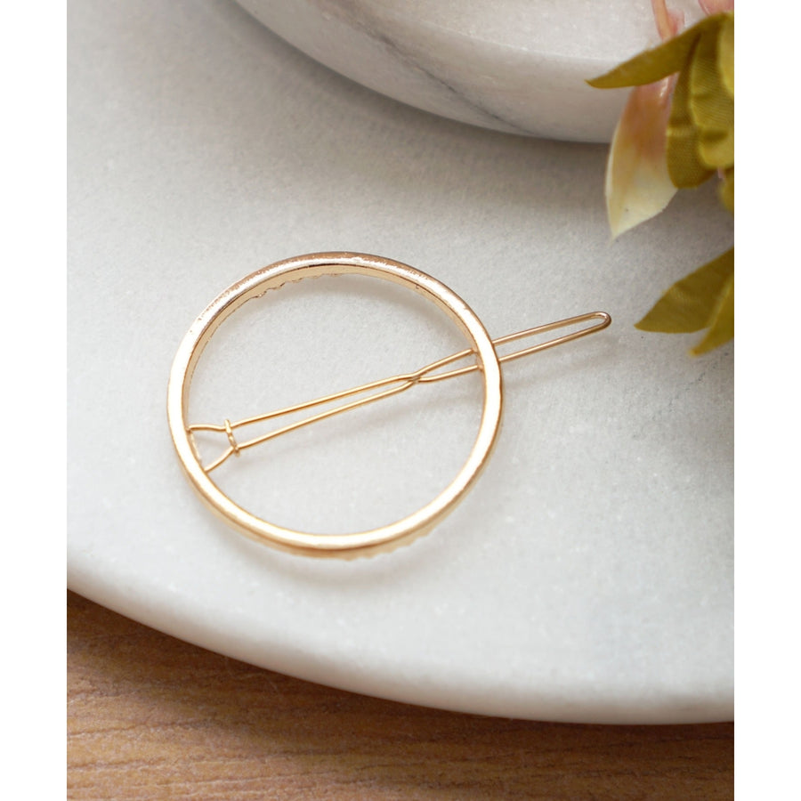 Simple Innocent Round Gold Silver Hair Pin Image 1