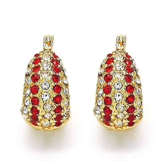 14k Gold Filled 5 Line Red Crystal Earring Image 1