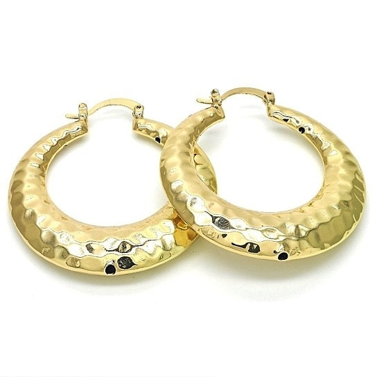 14k Gold Filled Bamboo Hoop Earring Image 1