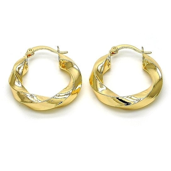 14k Gold Filled Bamboo Twist Hoop Earrings Image 1