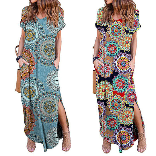Boho Mandala Print Maxi Dress Image 1