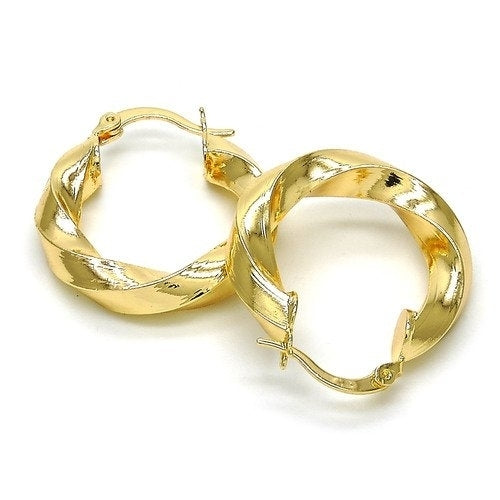 14K Gold Filled Bamboo Twist Hoop Earrings Image 1