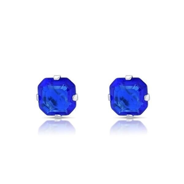 1/4ct Blue Stud Earrings in 10k White Gold Filled Image 1