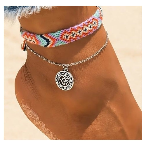 Handmade Cotton Anklet Bracelets Female Beach Foot Jewelry Gifts 2 PCS/Set Image 1