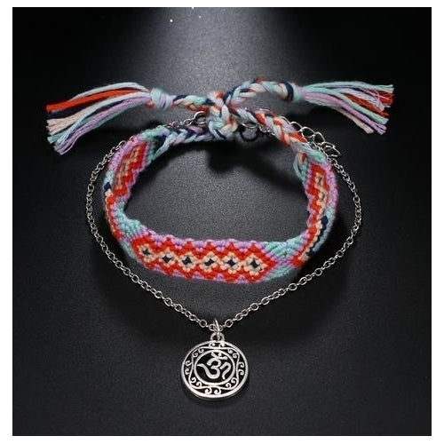 Handmade Cotton Anklet Bracelets Female Beach Foot Jewelry Gifts 2 PCS/Set Image 2