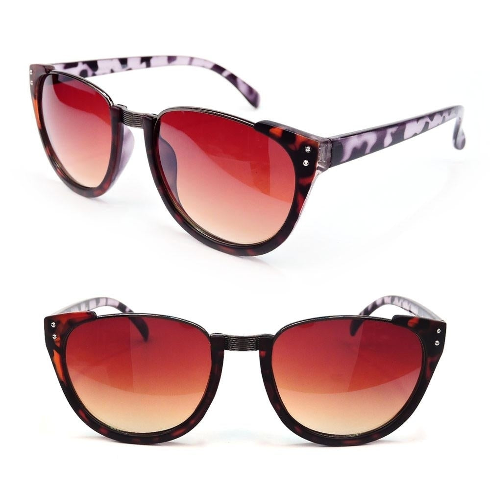 Clubmaster Semi Frame Black Tortoise Womens Fashion Sunglasses Image 2
