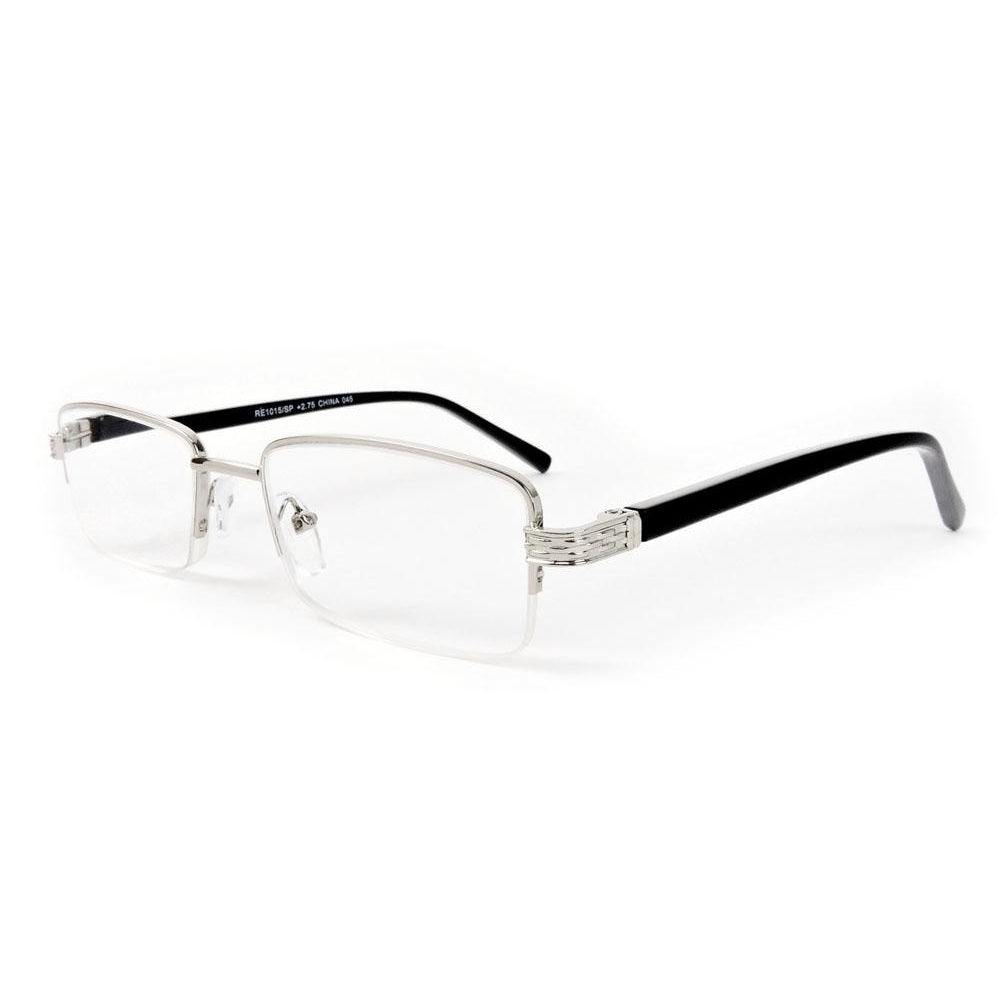 Semi-Rimless Rectangle Lenses Spring Hinges Reading Glasses Image 7