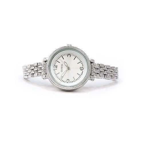 Geneva Silver Medium Case Slim Design Womens Quartz Watch Image 2