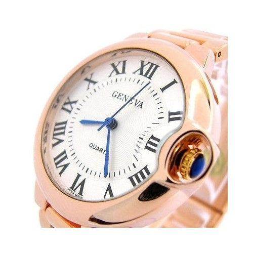 Rose Gold Geneva Classic Roman Dial Womens Bracelet Watch Image 3