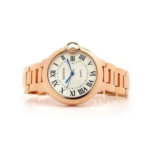 Rose Gold Geneva Classic Roman Dial Womens Bracelet Watch Image 4